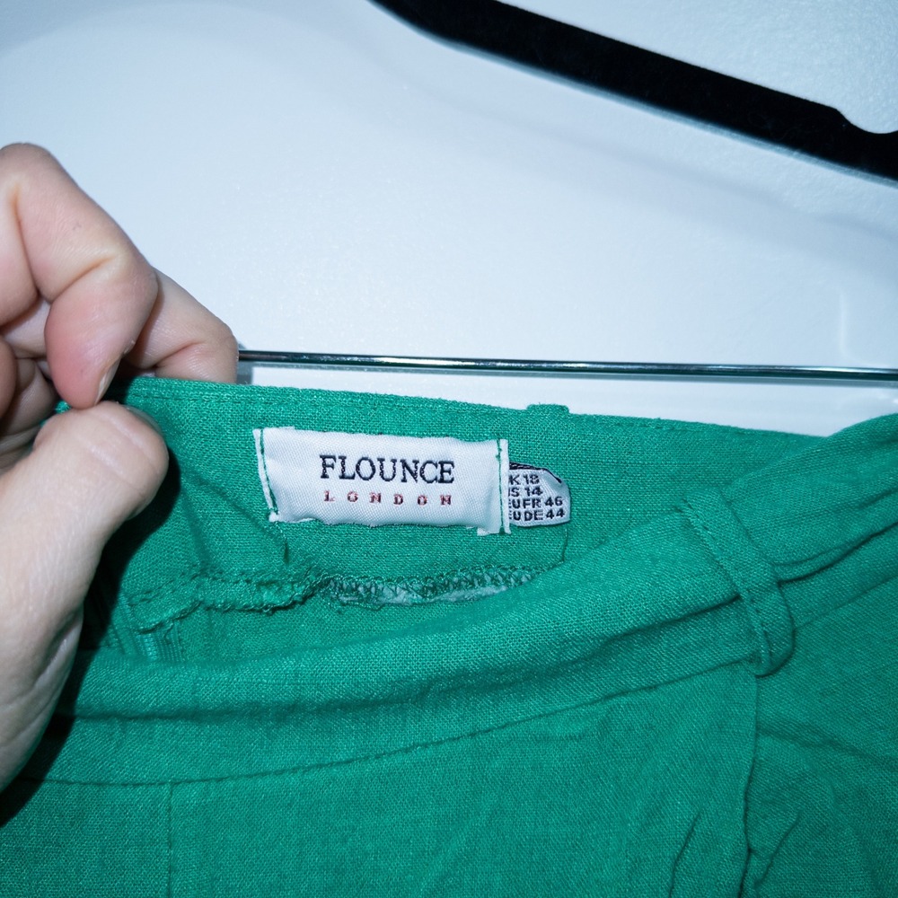 Flounce London ASOS Bright Green High Waisted Wide Leg Trousers Size 14 - Picture 5 of 9